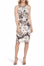  ELIZA J EMBELLISHED FLORAL PRINT SHEATH  DRESS sz 6P