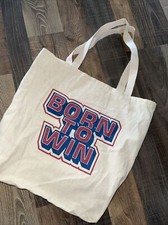 "Born To Win" Canvas Reusable Small Shopping Bag Made In USA Fabriko