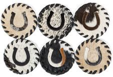 Cowhide Coaster Horseshoe - SET OF 12