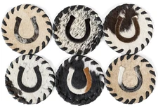 Cowhide Coaster Horseshoe - SET OF 12