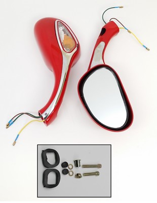 8mm Pair of Red Mirrors Scooter Moped Go Kart Bike GY6 50cc 150cc 125cc Taotao