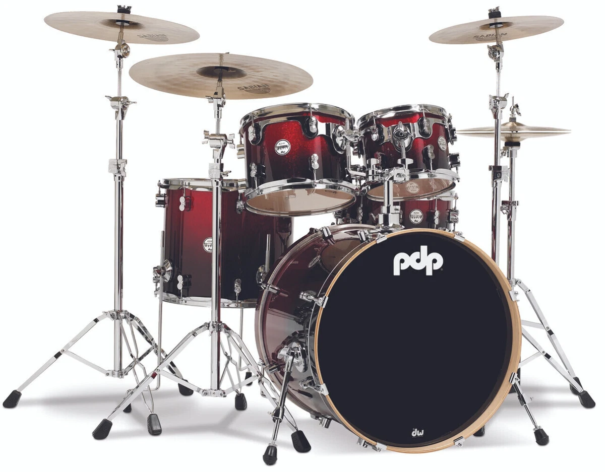 PDP Concept Maple 5pc Drum Kit Red to Black Fade eBay