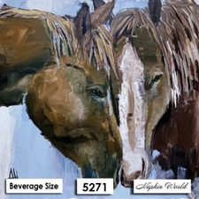(5271) TWO Paper BEVERAGE / COCKTAIL Decoupage Art Craft Napkins - TWO HORSES