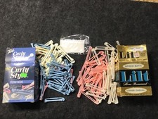 Hair Curlers One Piece Flexible Rubber Vintage Pink white blue Unused