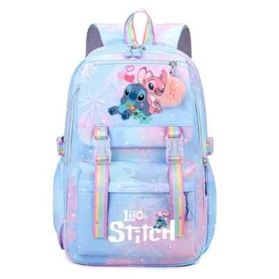 BRANDED Large Boys Girls School Bag Lilo and Stitch Backpack Kids Travel with Free Gift