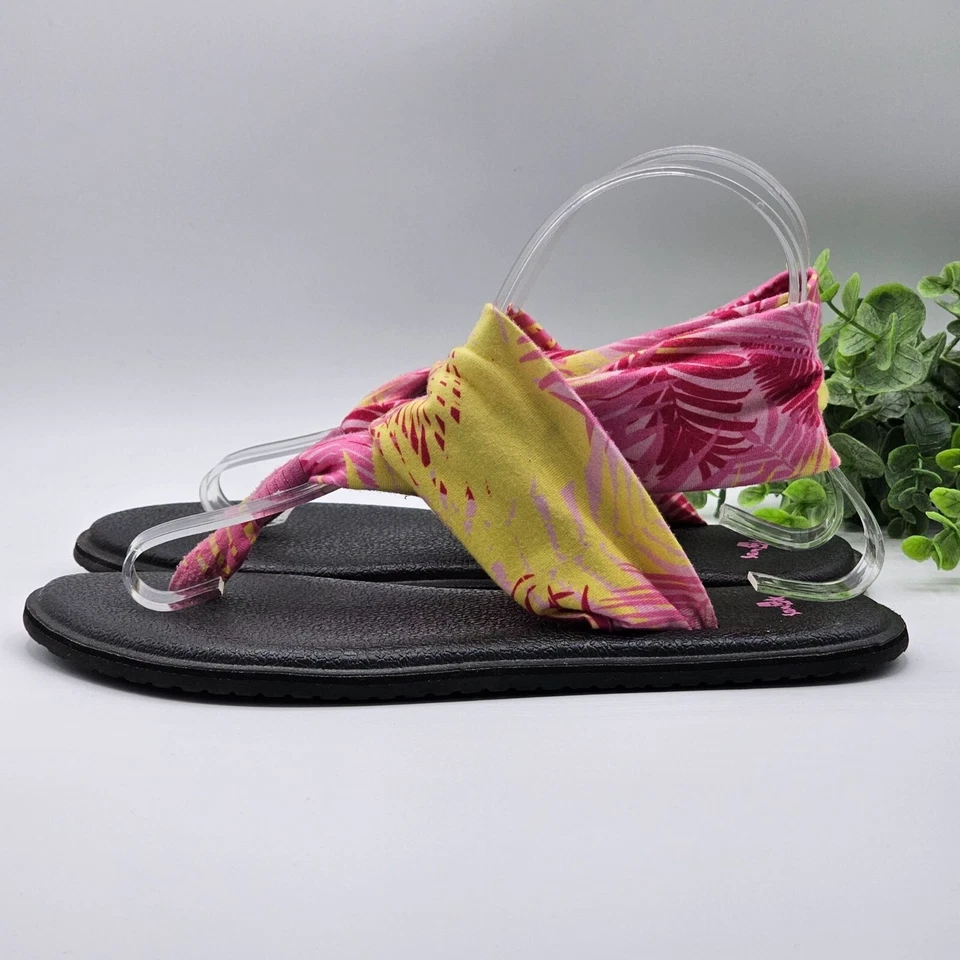 Sandalias de Yoga Sanuk Lil Niñas 4-5 Coloridas Tropicales Cordones Multicolor Tanga Foto 3 de 4