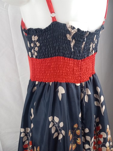 Hype Womens Navy Blue Floral Silk Fit Flare Dress Size 6 - Picture 8 of 9