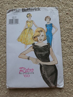 RETRO BUTTERICK '60 KLEID SCHNITTMUSTER 6582 GRÖSSE 6, 8, 10