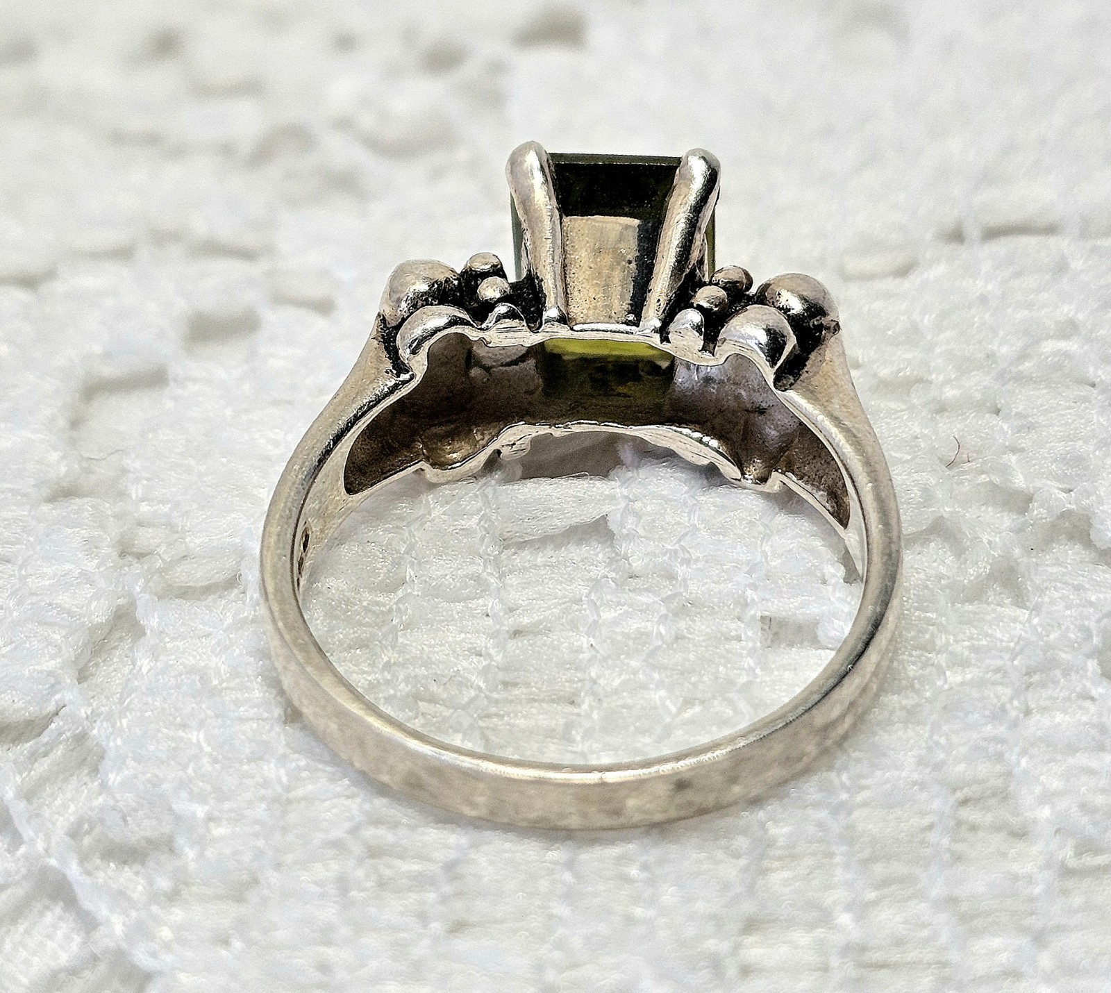 Sterling Silver Solitaire Statement Ring Dark Gre… - image 9