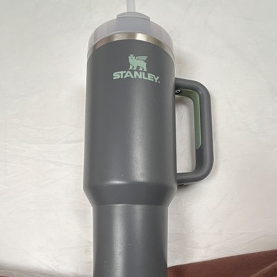 Stanley Gray Insulated Tumbler with Handle, Lid, and Straw read description 