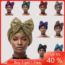 African Women Bowknot Scarf Hijab Hat Headtie Turban Muslim Head Wrap Bonnet Cap