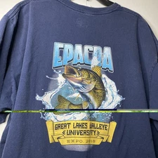 Erie Walleye Fishing T Shirt EPACBA Great Lakes Expo 2018 Mens 2XL Faded Fish