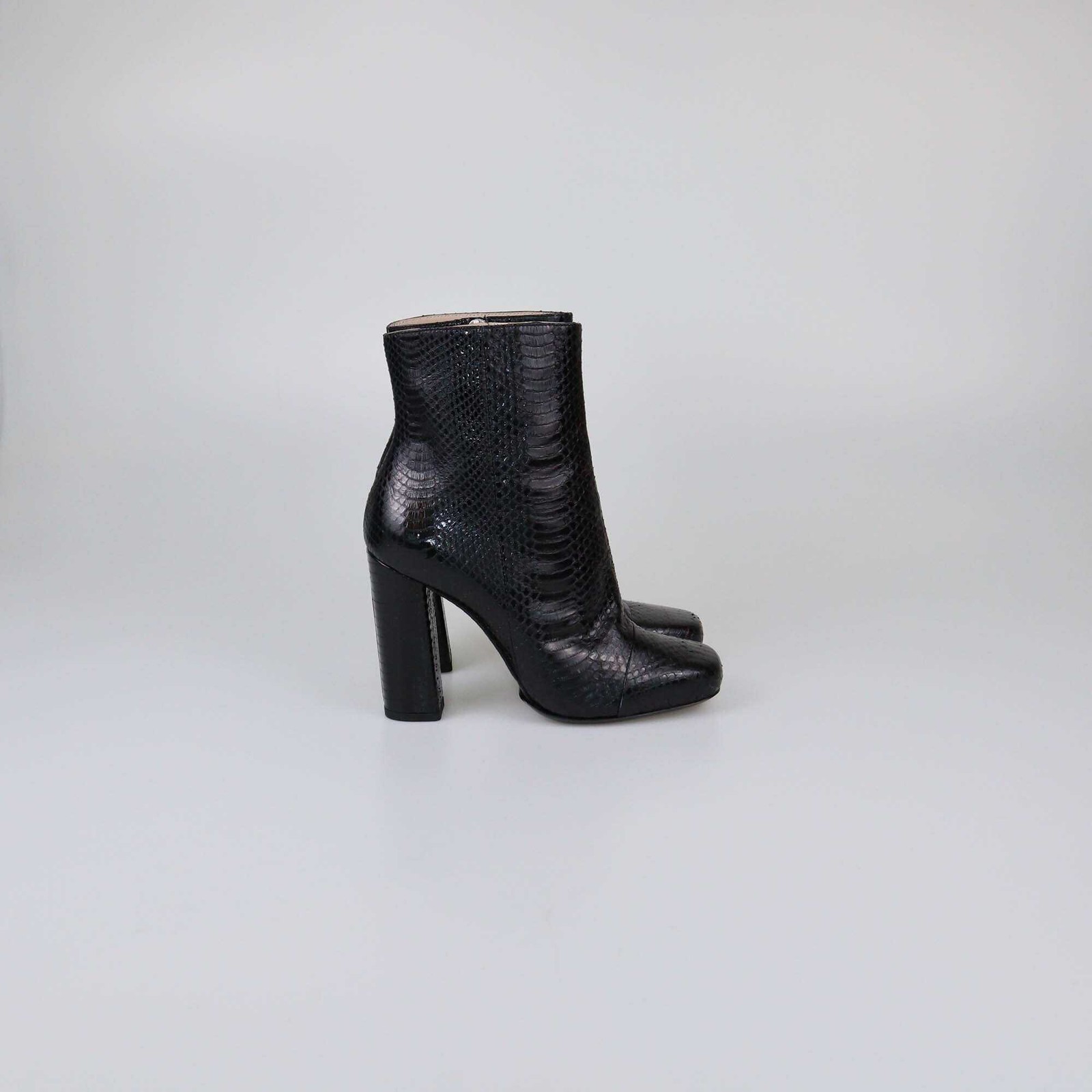 Dries Van Noten Black Python Heel Booties - image 3