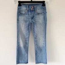 American Eagle Jeans Women 00 Regular Artist Crop Super Stretch Light Wash Capri