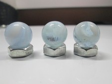 Vintage Clear Blue Glass Swirl Marbles Bubble filled Lot of 3     .61"   1
