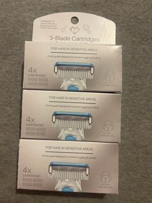 3-Blade Razor Cartridges Sensitive Pubic Hair 4ct Ea LOT of 3 CVS Fits Venus New