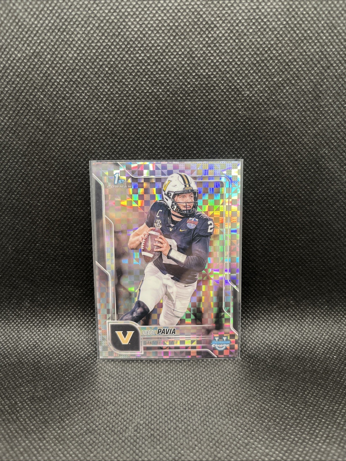 2025 Bowman Chrome University #190 Diego Pavia RC X-Fractor Vanderbilt