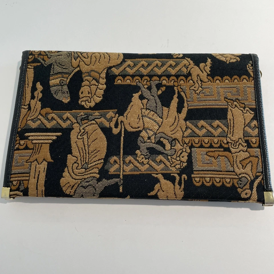 Bolso Bandolera Vintage Italiano Arazzo Tapizzo y Cuero Imperio Romano Foto 3 de 4