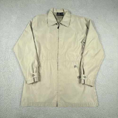 Vintage Mercedes Benz Jacket Mens Large Beige Windbreaker Coat Full Zip Lined - product listing photo