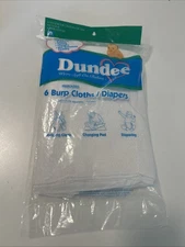 NOS Vintage (6) Dundee White Cloth Diapers Pre-Folded