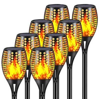 Flickering Flame Solar Torch Lights Outdoor, 43'' Tall, 8 Pack