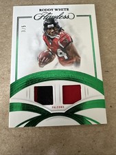 2025 Panini Flawless Football Roddy White Game Used Dual Patch 3/5 Emerald