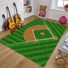 Baseball Rug for Bedroom 3'X5' Non Slip Sports Rug for Living Room Baseball Room