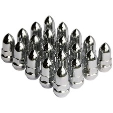 20pc Chrome 1/2"-20 Spike Lug Nuts, 1.85" Tall, Cone Seat, 19mm Hex, Jeep-Ford