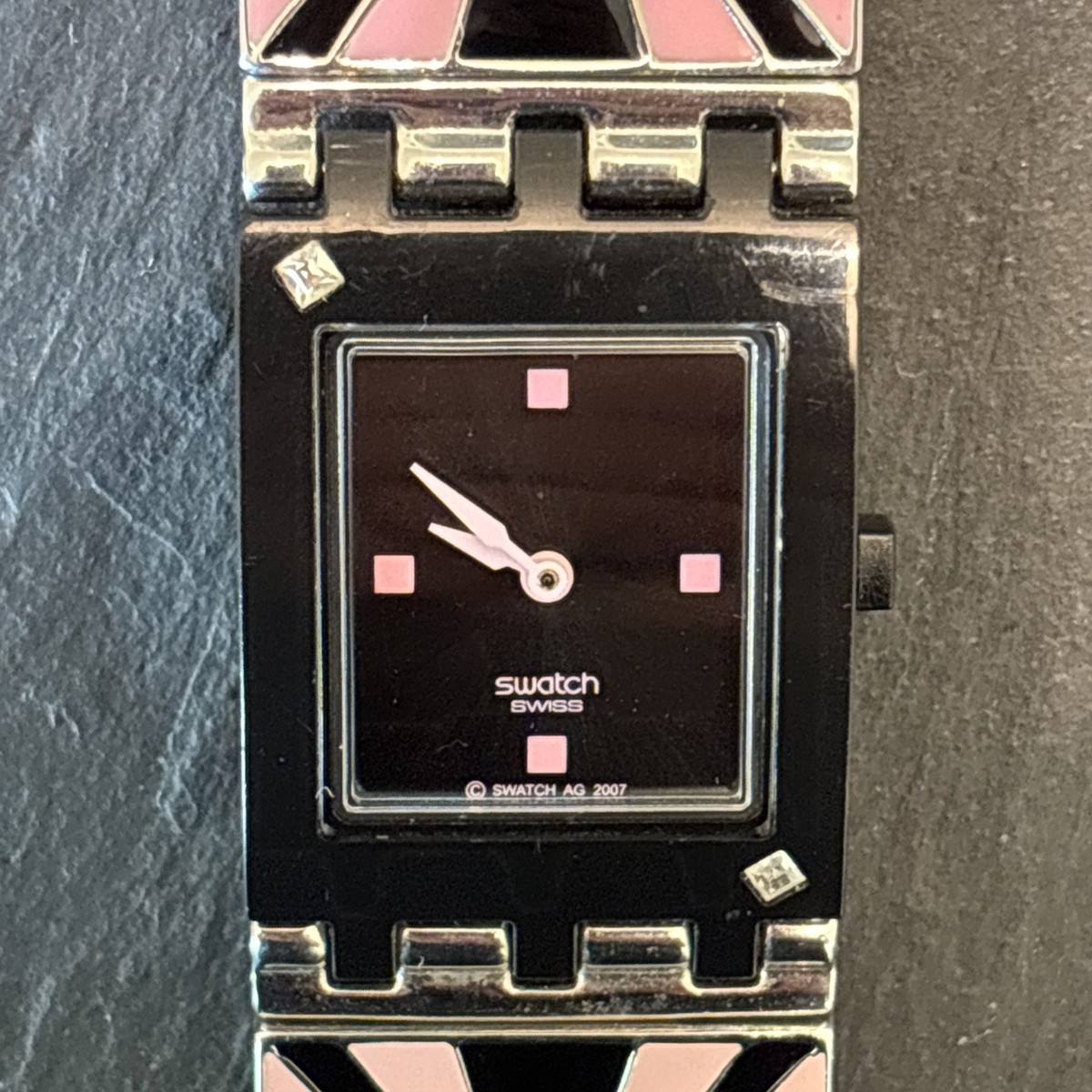 Swatch Watch Vintage Womens Metal Swiss Made #819 Ya View 2