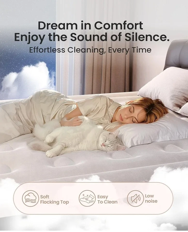 Colchão de ar queen com bomba embutida, colchão inflável Blow Up 18 levantado... - Imagem 2 de 4