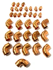 Nibco 16 PCs x 1" & 16 PCs x 1/2" Copper 90 Degrees Elbow