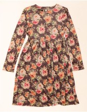 MARTA MARZOTTO Womens Long Sleeve A-Line Dress UK 10 Small Brown Floral DS71