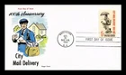 Dr Jim Stamps City Mail Delivery 100th Anniversary FDC Fluegel Covers 1963