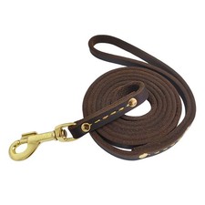 Heavy Duty 6 ft Leather Dog Leash for Training Small Medium Dogs - Brown