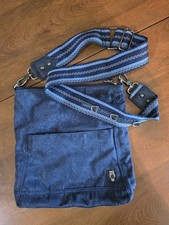 Sakroots Royal Blue/Navy Floral Owl Vinyl Crossbody Bag Striped Adjustable Strap