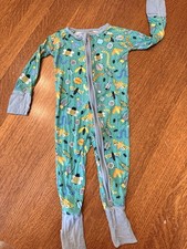 Little Sleepies Baby One-Piece Sleeper 6-12M Green Insect Print Zip Footless