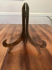 Solid Brass Heavy Book Plate Art Stand Easel Holder 9.75" Tall Home Décor VTG