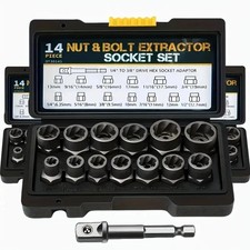 14PCS Bolt Nut Extractor Twist Socket Set Damaged Impact Screw Removal Tool Kit