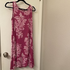 CROFT & BARROW MAUVE PINK AND WHITE HAWAIIAN FLOWER FLORAL SLEEVELESS DRESS XS