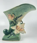 Vintage Roseville Pottery Magnolia Cornucopia vase 184-6 green 6.5" 1940s EUC