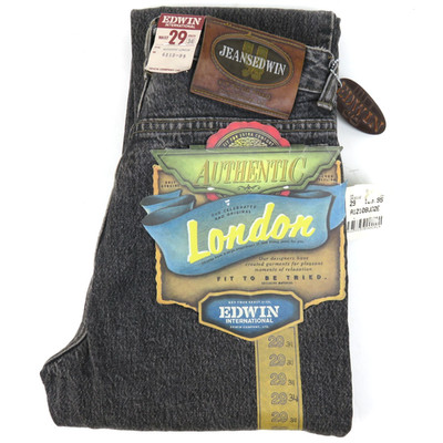 W29 L34 EDWIN Mod. LONDON 90's Unisex Jeans Pants Tapered Grey Faded Washed