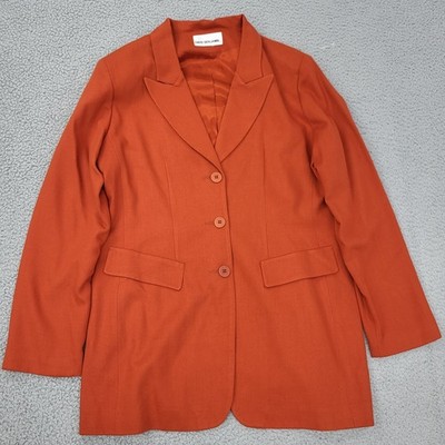 David Benjamin Blazer Womens Medium Red Polyester Button Long Sleeve
