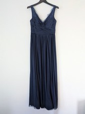 Hitherto by BHLDN navy blue tulle v-neck bridesmaid maxi dress w/ lace-trim - 6