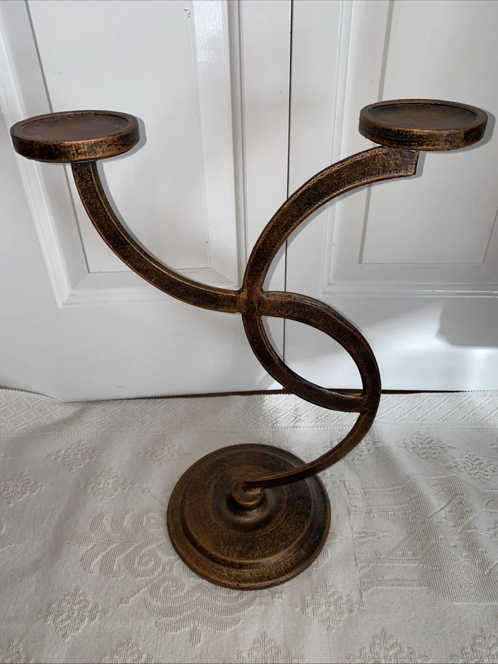 Cast Iron Candle Holder. Heavy Spiral Candle Holder. Candle Holder. 16 inches - Image 3 of 4