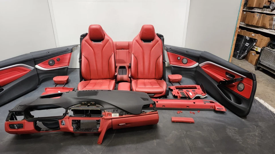 ✅ 2015-2020 OEM BMW F33 Convertible Paneles de Puerta Asientos Interior COMPLETO Rojo CONJUNTO Foto 4 de 4