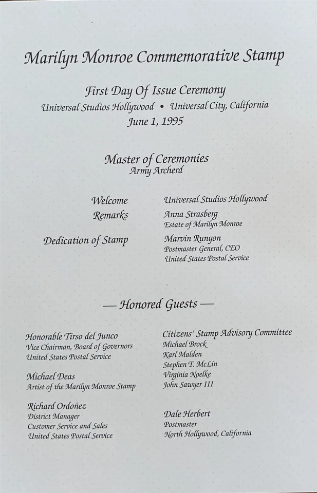 USPS CEREMONY PROGRAM 2967 Marilyn Monroe wFull Sheet FDC Cancel Pop up Marilyn  - Image 4 of 4