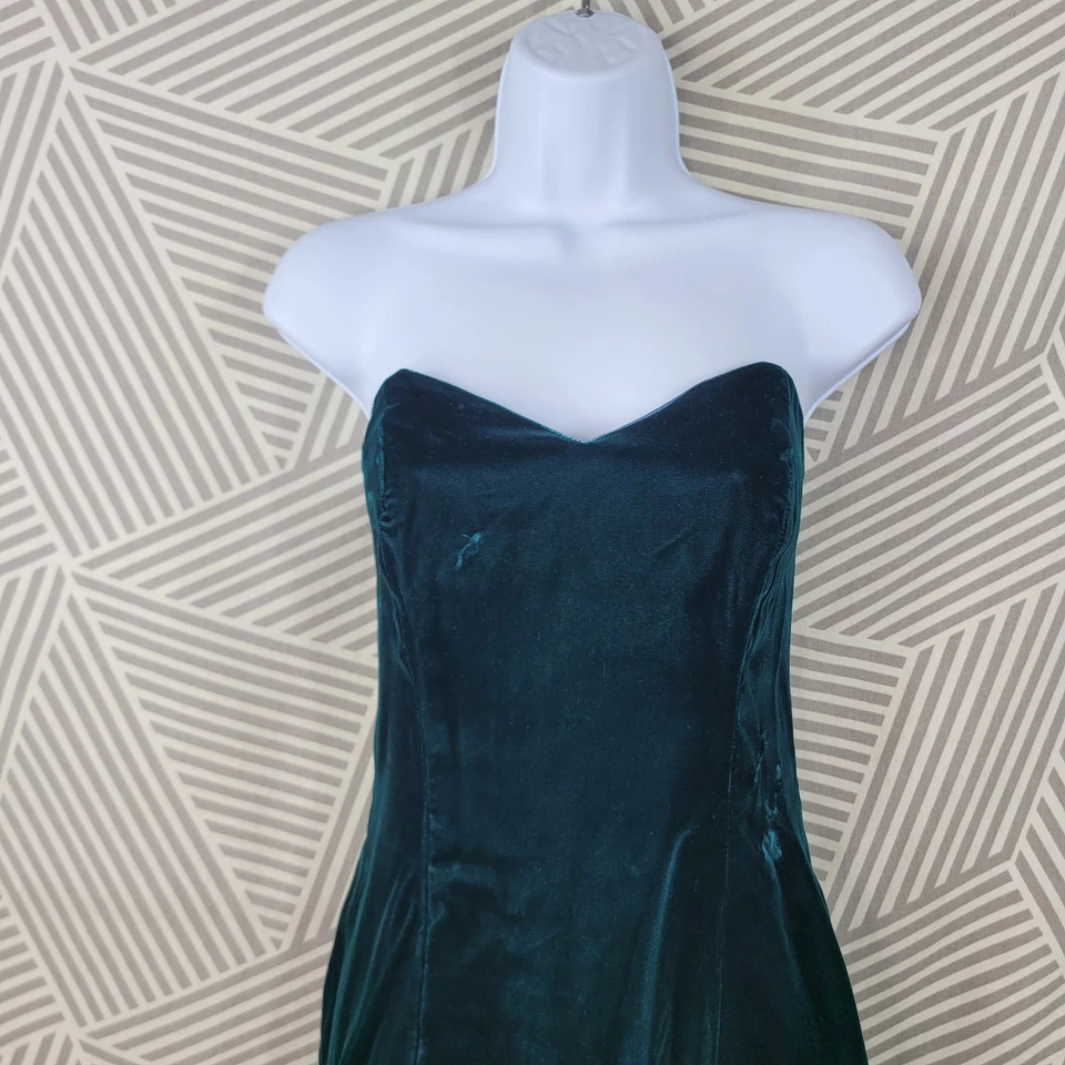 Vestido Formal Vintage Años 80 Terciopelo Tafetán Talla 6/8/10 Vestido de Baile de Vacaciones Lazo Largo Foto 3 de 4