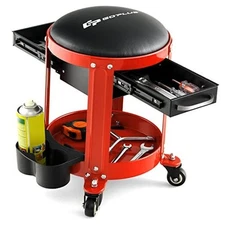  Rolling Mechanic Stool, Shop Stool Creeper Seat with Removable Padded Seat, 2 