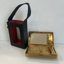 Vintage ELGIN AMERICAN Rouge Powder Lipstick Mirror Compact With Blk Carry Case