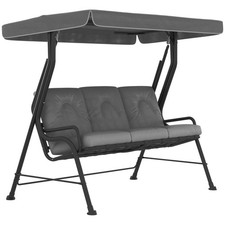 Image of Outsunny 3-Seater Garden Swing Seat, Outdoor Swing Chair with Canopy, Grey